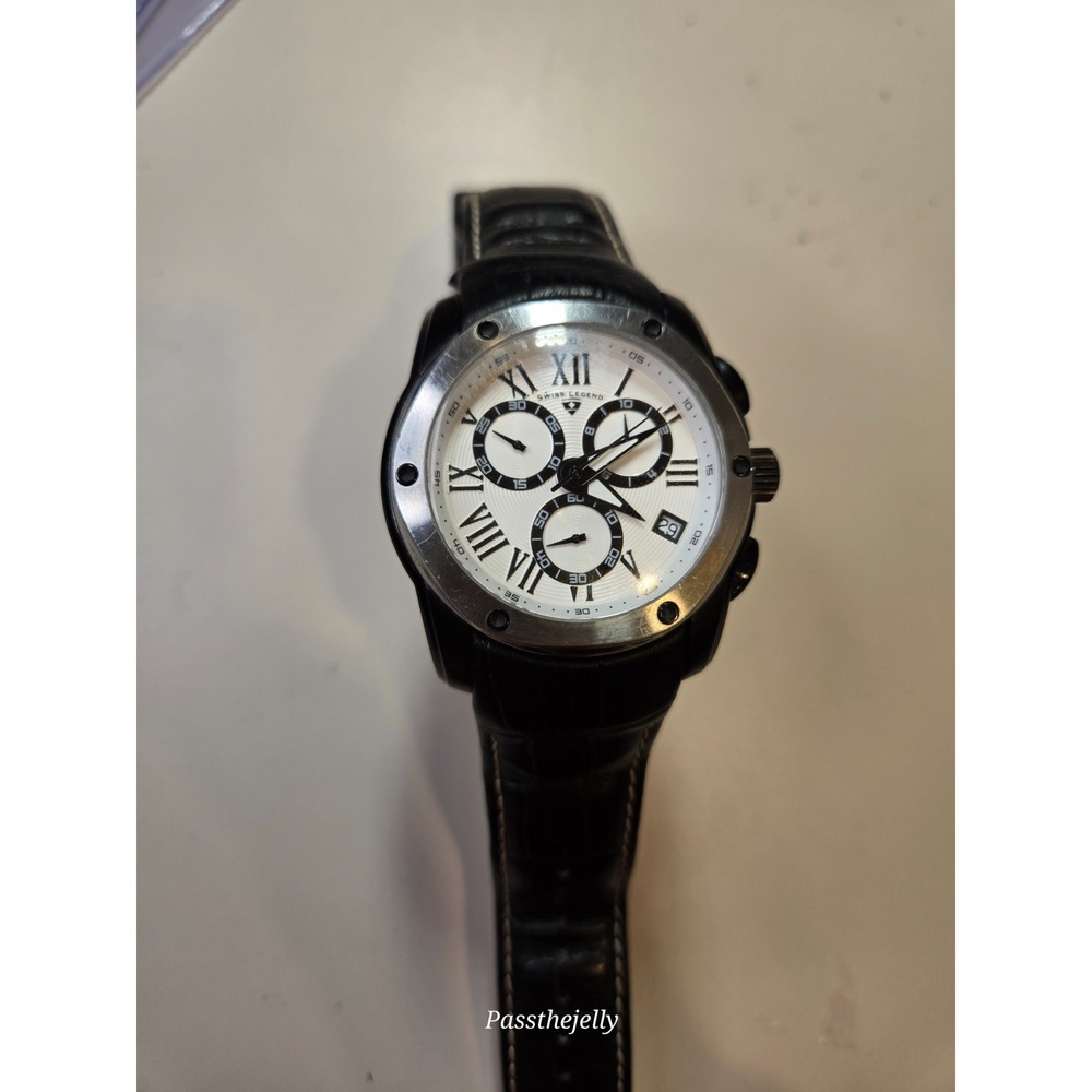Men's Chronograph Watch Swiss Legend "Traveler" New Battery, Working
